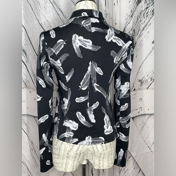 EXPRESS Feather Pattern Motorcycle Zipper Jacket S - Picture 5 of 7